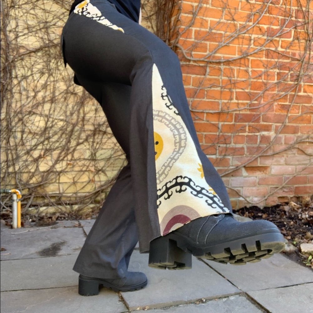 Retro Upcycled Gray Flares Bell Bottom Pants Embody Vintage